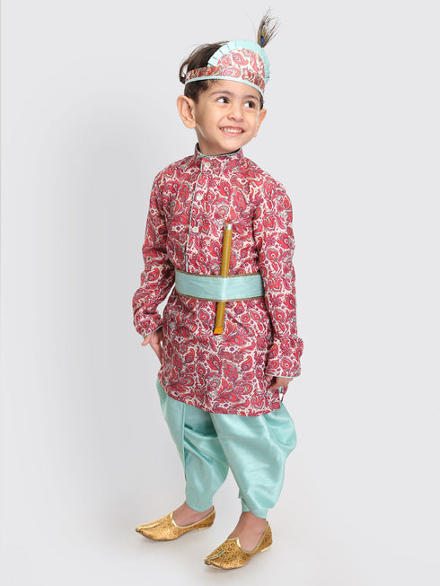 Boy's Janmashtami Printed Krishna Kurta And Dhoti Set